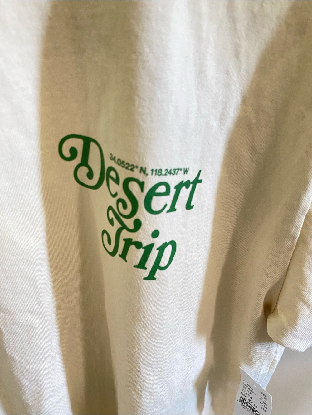 NWT PacSun White T‑Shirt with Green "Desert Trip" Graphic